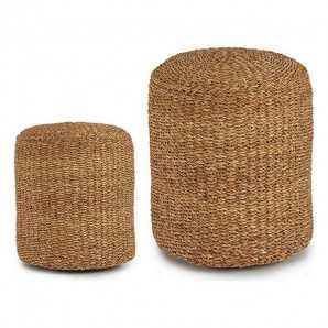Puff Marrón de Algodón y Esparto