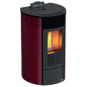 Estufa Pellets Redonda 7 KW - Burdeos y Negro, 70m² Calefacción