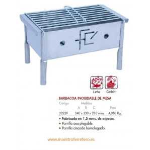 Barbacoa Inoxidable 340x230x210 mm con parrilla plegable