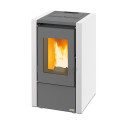 Estufa de Pellets De Aire Caliente 6,4 KW Blanca