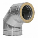 Codo 90º Doble Pared 150mm, exterior AISI 316 e interior AISI 304
