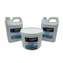 Kit químico con cloro, floculante y antialgas