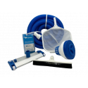 Kit de mantenimiento piscina: cepillo, dosificador, limpiafondos