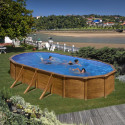 Piscina Ovalada Madera 730x375x120cm - Completo Kit Incluido