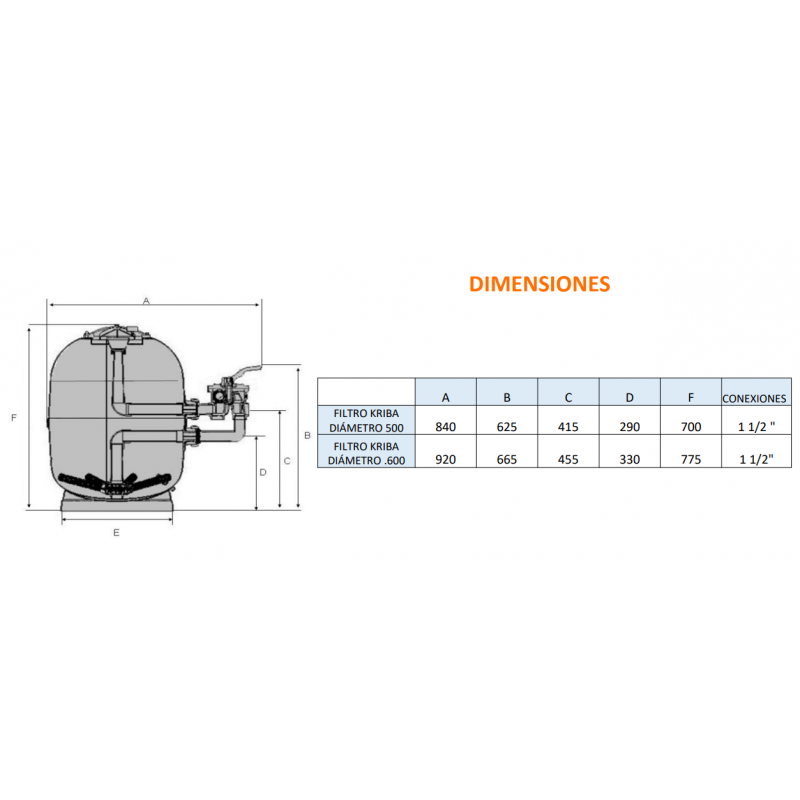 Filtro Depuradora Kriba con Válvula Selectora Ø 600mm