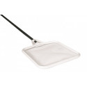 Recogehojas con mango de 1,3m, soporte azul y tela blanca